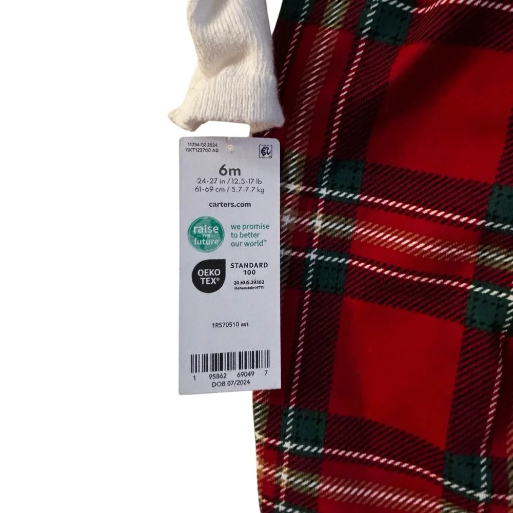 Carter's Red Plaid Pants with White Top NWT 6 months 10 0486